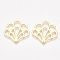 Brass Pendants, Fan, Nickel Free, Real 18K Gold Plated, 25.5x26x1mm, Hole: 0.9mm