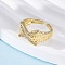 Brass Micro Pave Clear Cubic Zirconia Cuff Rings for Women, Cross, Rack Plating, Cadmium Free & Lead Free, Lasting Plated, Real 18K Gold Plated, US Size 6(16.5mm)