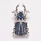 Brass Micro Pave Cubic Zirconia Pendants, Insects, Platinum, 30.5x17x6.5mm, Hole: 2x2mm