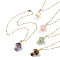 Mushroom Gemstone Copper Wire Wrapped Pendant Necklace for Girl Women, Golden Plated 304 Stainless Steel Cable Chain Necklaces, 17.83 inch(45.3cm)