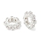 Brass Cubic Zirconia European Beads, Long-Lasting Plated, Large Hole Beads, Silver, 12x4mm, Hole: 6.5x6mm