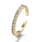 Adjustable Brass Micro Pave Clear Cubic Zirconia Cuff Rings, Open Rings, Long-Lasting Plated, Real 18K Gold Plated, US Size 6(16.5mm)