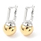 304 Stainless Steel Hoop Earrings, Round, Golden & Stainless Steel Color, 44x20mm