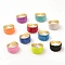 Enamel Plain Band Open Cuff Rings, Real 18K Gold Plated Brass Jewelry for Women, Cadmium Free & Nickel Free & Lead Free, Mixed Color, US Size 7 1/4(17.5mm)