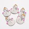 Alloy Enamel Pendants, Cadmium Free & Lead Free, Christmas Snowman, White, Platinum, about 25mm long, 17mm wide, 4mm thick, hole: 2mm