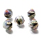 Handmade Lampwork Beads, Round with Butterfly & Flower, Pale Green, 14~16x13.5~14mm, Hole: 2.8mm