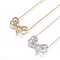 304 Stainless Steel Pendant Necklaces, with Brass Cubic Zirconia Pendants, Bowknot, Mixed Color, 18.11 inch(46cm), Pendant: 15.5x21x6.5mm