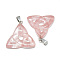 Cherry Quartz Glass Pendants, with Stainless Steel Snap On Bails, Trinity Knot/Triquetra, Irish, 23~40x33~38x5~7mm, Hole: 6x4mm