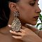 Leopard Print Alloy Dangle Stud Earrings, Golden, Teardrop, 107x59mm