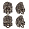 4Pcs Tibetan Style Alloy European Beads, Large Hole Beads, Skull Head, Antique Silver, 22x16x13mm, Hole: 5mm