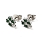 Enamel Clover with Crystal Rhinestone Stud Earrings with 316 Surgical Stainless Steel Pins, Stainless Steel Color Plated 304 Stainless Steel Jewelry for Women, Dark Slate Gray, 8.5x7mm, Pin: 0.8mm