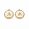 Brass Micro Pave Cubic Zirconia Pendants, Nickel Free, Flat Round with Hexagram, Clear, Real 18K Gold Plated, 19x17x3mm, Hole: 1.2mm