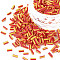 Opaque Colours Two Tone Seed Glass Bugle Beads, Round Hole, Round Bugle, Orange Red, 4~8.5x2mm, Hole: 0.6~0.8mm, about 450g/Pound