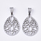 Non-Tarnish 201 Stainless Steel Pendants, Filigree Pendants, with Random Size Snap on Bails, Teardrop, Stainless Steel Color, 28.5x20x1.5mm, Hole: 8~10x3~5mm