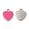 304 Stainless Steel Enamel Pendants, Heart Charm, Stainless Steel Color, 11x10x1mm, Hole: 1.6mm