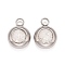 304 Stainless Steel Charms, Flat Round with Glass Rhinestone, Stainless Steel Color, Clear, 14x10x6mm, Hole: 2.5mm
