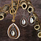 Alloy & Wood & Natural Shell Pendant Necklace & Dangle Earring, Antique Bronze, Teardrop, 780mm & 50x35mm