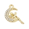 Alloy Micro Pave Rhinestone Pendants, Moon Angle, Golden, 21x16x2.5mm, Hole: 2mm