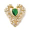 Rack Plating Brass Micro Pave Cubic Zirconia Pendants, with Glass, Real 18K Gold Plated, Long-Lasting Plated, Cadmium Free & Lead Free, Heart, Real 18K Gold Plated, 23.5x22x8.5mm, Hole: 2.5mm