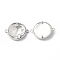 Eco-Friendly Rack Plating Brass Pave Clear Cubic Zirconia Connector Charms with White Shell, Long-Lasting Plated, Lead Free & Cadmium Free, Flat Round Links with Sun, Platinum, 20x16x4mm, Hole: 1.4mm