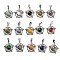 Natural & Synthetic Mixed Gemstone Pendants, Rack Plating Brass Ring Charms with Star, Platinum, Cadmium Free & Lead Free, Mixed Dyed and Undyed, 27.5x25.5x7~8mm, Hole: 8x5mm