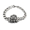 304 Stainless Steel Curb Chains Bancelets, Skull, 8-5/8 inch(22cm), Pendant: 31x49x8mm