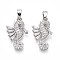 Brass Micro Pave Cubic Zirconia Pendants, Cadmium Free & Lead Free, Sea Horse Charms, Platinum, Platinum, 19.5x12x3mm, Hole: 5x2.5mm