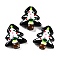 Christmas Theme Handmade Lampwork Beads, Christmas Trees, Black, 25~26.5x18.5~22.5x6.5~7.5mm, Hole: 1.6~1.8mm