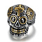 Two Tone Stainless Steel Skull Finger Ring, Antique Silver & Golden, US Size 10(19.8mm)