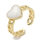 Rack Plating Brass Cuff Finger Rings for Women, with Enamel, Cadmium Free & Lead Free, Long-Lasting Plated, Real 18K Gold Plated, Heart, 10mm, Inner Diameter: adjustable