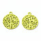 Spray Painted Alloy Pendants, Cadmium Free & Nickel Free & Lead Free, Branch, Yellow Green, 22x18.5x2mm, Hole: 1.6mm