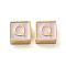 304 Stainless Steel Enamel Beads, Real 14K Gold Plated, Square with Letter, Letter Q, 8x8x4mm, Hole: 2mm