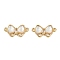 Brass Clear Cubic Zirconia Pave Natural Shell Bowknot Connector Charms, Cadmium Free & Nickel Free & Lead Free, Real 18K Gold Plated, 9x18x3mm, Hole: 1.4mm