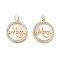 Mother's Day Brass Micro Pave Cubic Zirconia Pendants, Cadmium Free & Nickel Free & Lead Free, with Shell, Flat Round with Word Mama, Real 18K Gold Plated, 18x15.5x3.5mm, Hole: 3mm