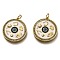 Brass Micro Pave Clear Cubic Zirconia Pendants, Long-Lasting Plated, with Jump Rings & Colorful Enamel, Flat Round with Eye, Real 18K Gold Plated, 24x22x2.1mm, Hole: 3.2mm