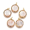 Brass Pendants, with Micro Pave Cubic Zirconia, Shell and Jump Rings, Flat Round with Virgin Mary, Colorful, Golden, 18x15x3mm, Hole: 3mm
