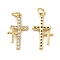 Brass Micro Pave Cubic Zirconia Pendants, Cadmium Free & Nickel Free & Lead Free, with Jump Ring, Religion Cross Charms, Golden, 20.5x11.5x3mm, Hole: 3.3mm