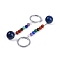 Natural Lapis Lazuli Round Beaded Keychain, with Iron Rings, 95~96mm