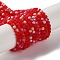Imitation Jade Glass Beads Strands, Half AB Color Plated, Faceted, Frosted, Rondelle, Red, 2.9~3.3x2mm, Hole: 0.7mm, about 144~150pcs/strand, 35~37cm