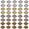 40Pcs 4 Colors Alloy Connector Charms, Rhombus Links with Word Handmade, Mixed Color, 2.5x4.05x0.2cm, Hole: 2.5mm, 10pcs/color