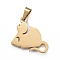 304 Stainless Steel Pendants, Laser Cut, Mouse, Golden, 21x18x1.5mm, Hole: 3x5mm