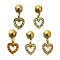 304 Stainless Steel Rhinestone Charms, Ion Plating(IP), Heart Charms, Mixed Color, 7x6.5x1.5mm, Hole: 0.8mm