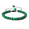 Synthetic Malachite Round Bead Adjustable Braided Bracelets, 6mm