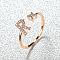 Brass Micro Pave Cubic Zirconia Cuff Rings for Women, Open Rings, Rose Gold, Letter R, Inner Diameter: 16~19mm