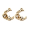 Brass Micro Pave Cubic Zirconia Pendants, Cadmium Free & Nickel Free & Lead Free, Moon Charms, Real 18K Gold Plated, 15x13x2.5mm, Hole: 1mm