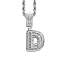 Brass Micro Pave Cubic Zirconia Pendants, Letter Charms, Letter D, 33x15mm