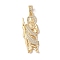 Brass Clear Cubic Zirconia Pendants, Long-Lasting Plated, God, Golden, Clear, 37.5x14x3mm, Hole: 6.5x4mm