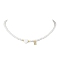 Brass Micro Pave Grade AAA Cubic Zirconia Letter Pendant Necklaces, Heart & Round Baking Painted Pearlized Glass Pearl Beaded Necklaces for Women, Letter N, 15.20 inch(38.6cm)