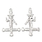 Non-Tarnish 304 Stainless Steel Pendants, Cross with Baphomet Charm, Stainless Steel Color, 43x27x2mm, Hole: 3mm