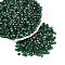Picasso Baking Paint Glass Seed Beads, Bicone, Green, 4~4.5x3.5~4mm, Hole: 0.9~1.2mm, about 6165pcs/pound